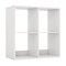 White 4 Storage Cube Bookshelf with Open Back Guardrail for Living Room Bedroom